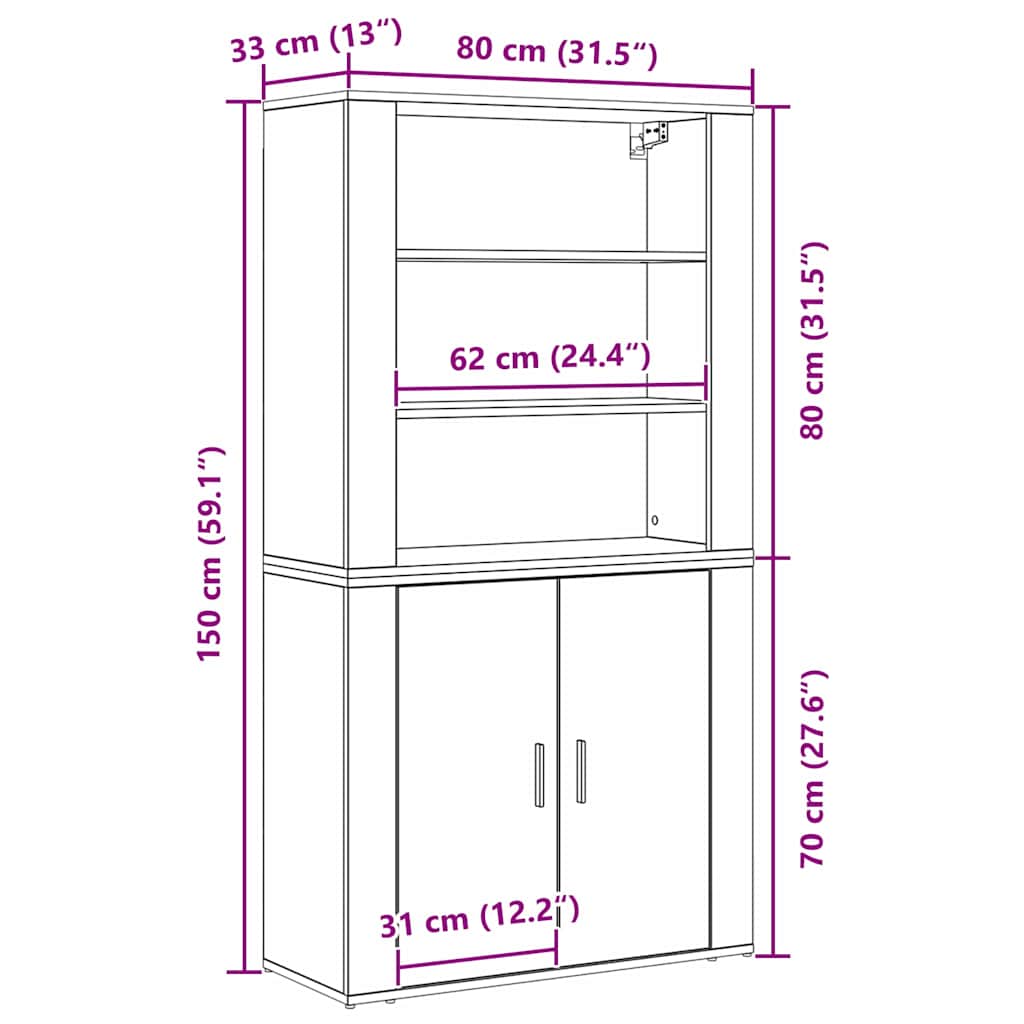 Bænk Sort Eg 80 X 33 X 150 Cm Konstrueret Træ - Billede 13