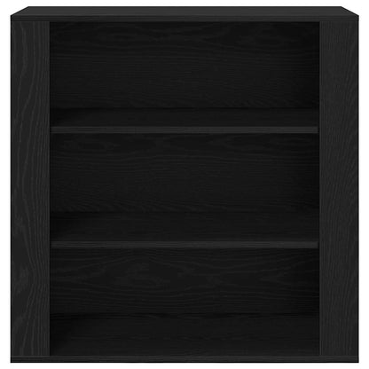 Højskab Med Skuffe Sort Eg 80 X 33 X 150 Cm Konstrueret Træ - Billede 7
