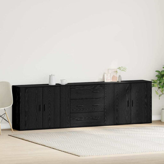 Skab Med Skuffe Sort Eg 240 X 33 X 70 Cm Konstrueret Træ - Hovedbillede
