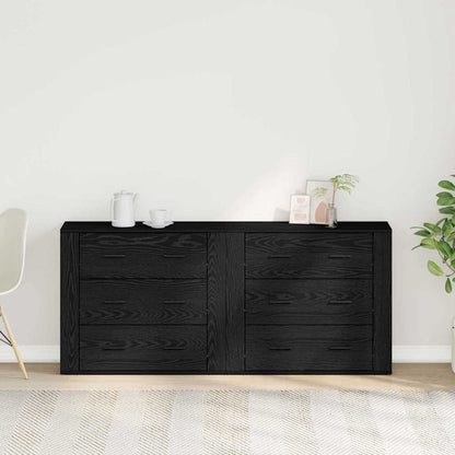 Skænk Med Skuffe Sort Eg 160 X 33 X 70 Cm Konstrueret Træ - Billede 4
