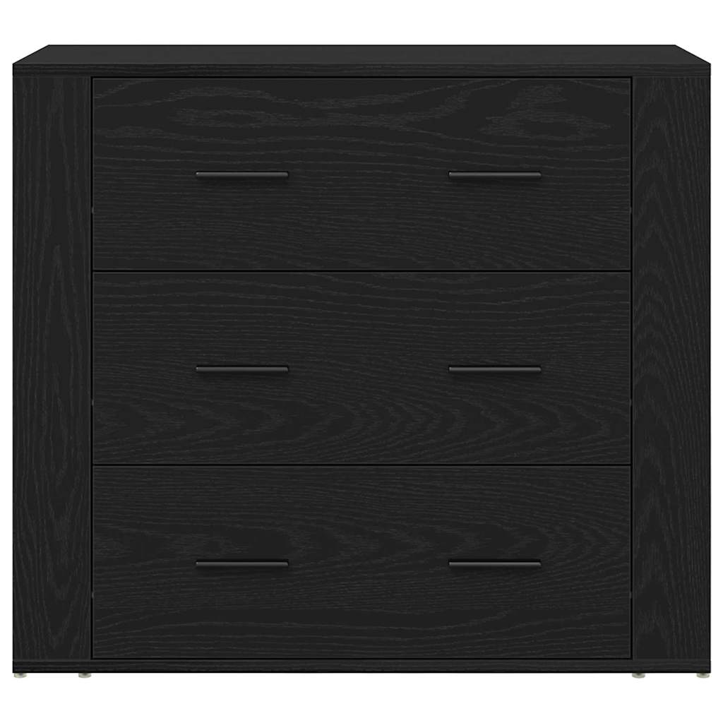 Skænk Med Skuffe Sort Eg 160 X 33 X 70 Cm Konstrueret Træ - Billede 6