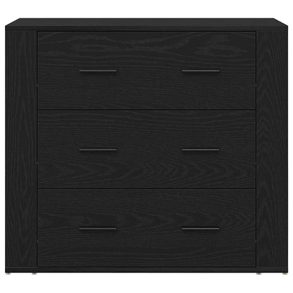 Skænk Med Skuffe Sort Eg 160 X 33 X 70 Cm Konstrueret Træ - Billede 6