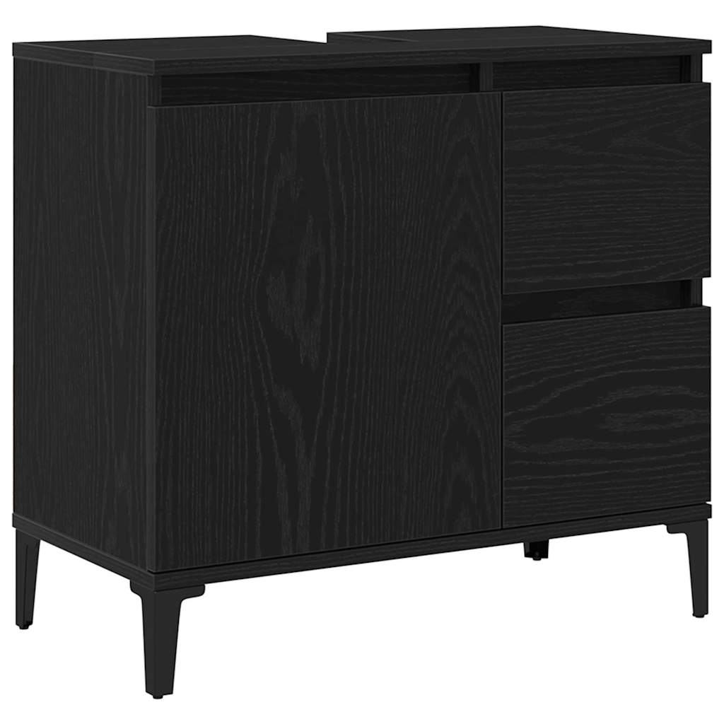 Badeværelsesmøbel Sæt Med Skuffe 3 Pcs Sort 30 X 30 X 180 Cm - Billede 7