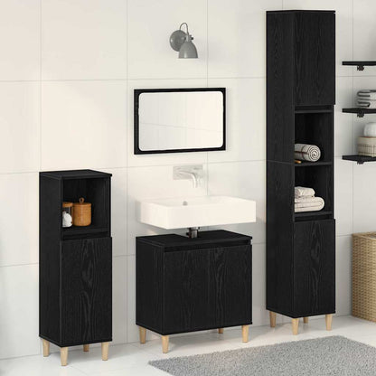 Badeværelsesmøbel Sæt Med Dør 3 Pcs Sort 30 X 30 X 180 Cm - Hovedbillede
