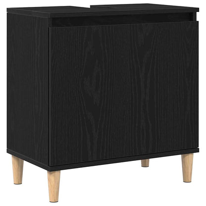 Badeværelsesmøbel Sæt Med Dør 3 Pcs Sort 30 X 30 X 180 Cm - Billede 7