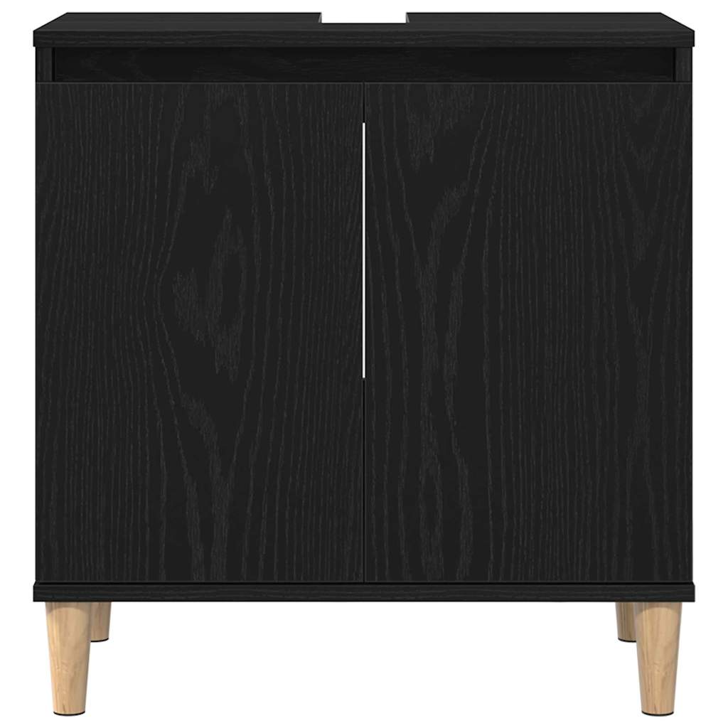 Badeværelsesmøbel Sæt Med Dør 3 Pcs Sort 30 X 30 X 180 Cm - Billede 10