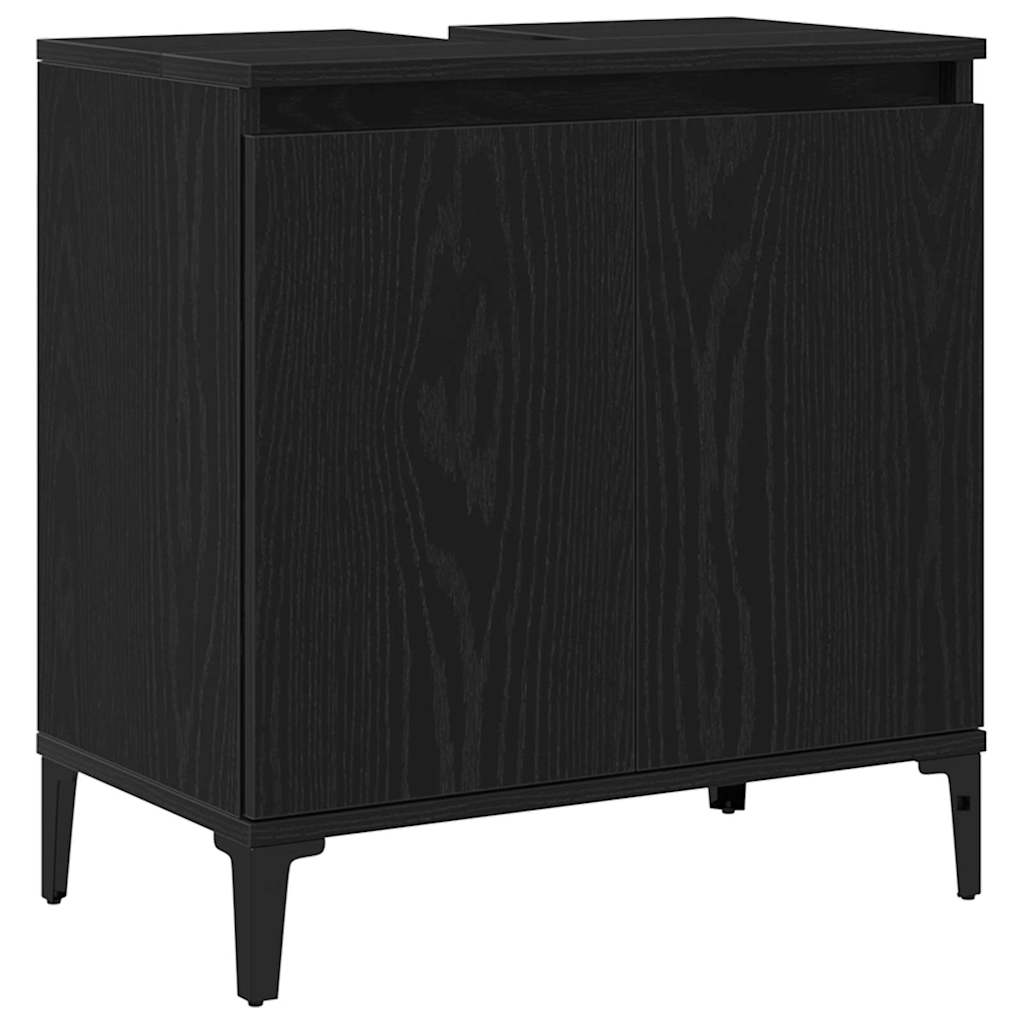 Badeværelsesmøbel Sæt Med Dør 3 Pcs Sort 30 X 30 X 180 Cm - Billede 7