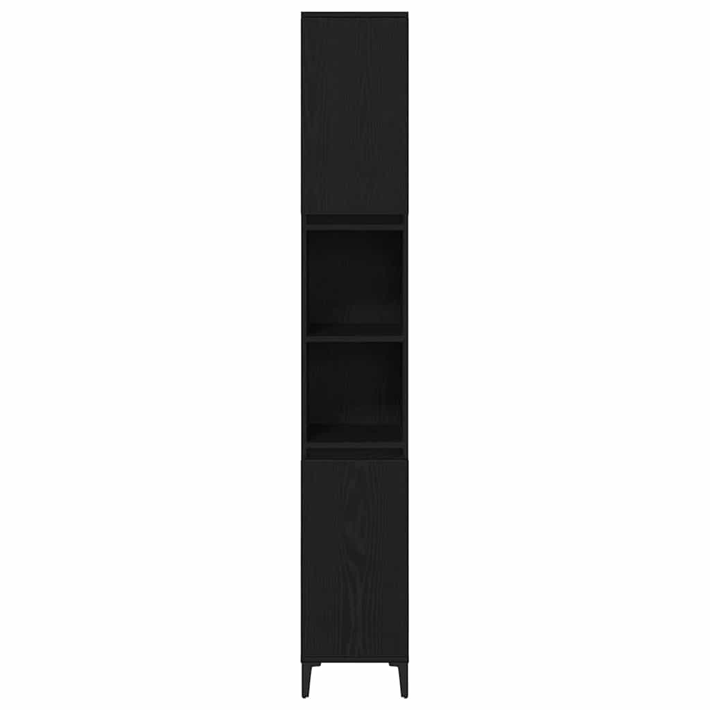 Badeværelsesmøbel Sæt Med Dør 3 Pcs Sort 30 X 30 X 180 Cm - Billede 8