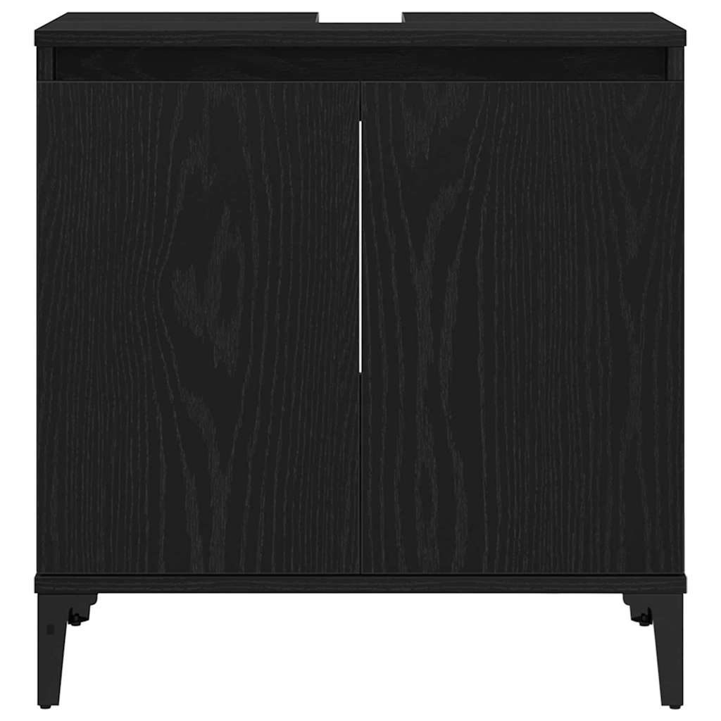 Badeværelsesmøbel Sæt Med Dør 3 Pcs Sort 30 X 30 X 180 Cm - Billede 10