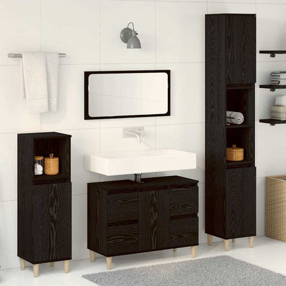 Badeværelsesmøbel Sæt Med Skuffe 3 Pcs Sort 30 X 30 X 180 Cm - Hovedbillede