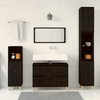 Badeværelsesmøbel Sæt Med Skuffe 3 Pcs Sort 30 X 30 X 180 Cm - Billede 4