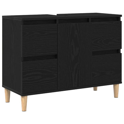 Badeværelsesmøbel Sæt Med Skuffe 3 Pcs Sort 30 X 30 X 180 Cm - Billede 7