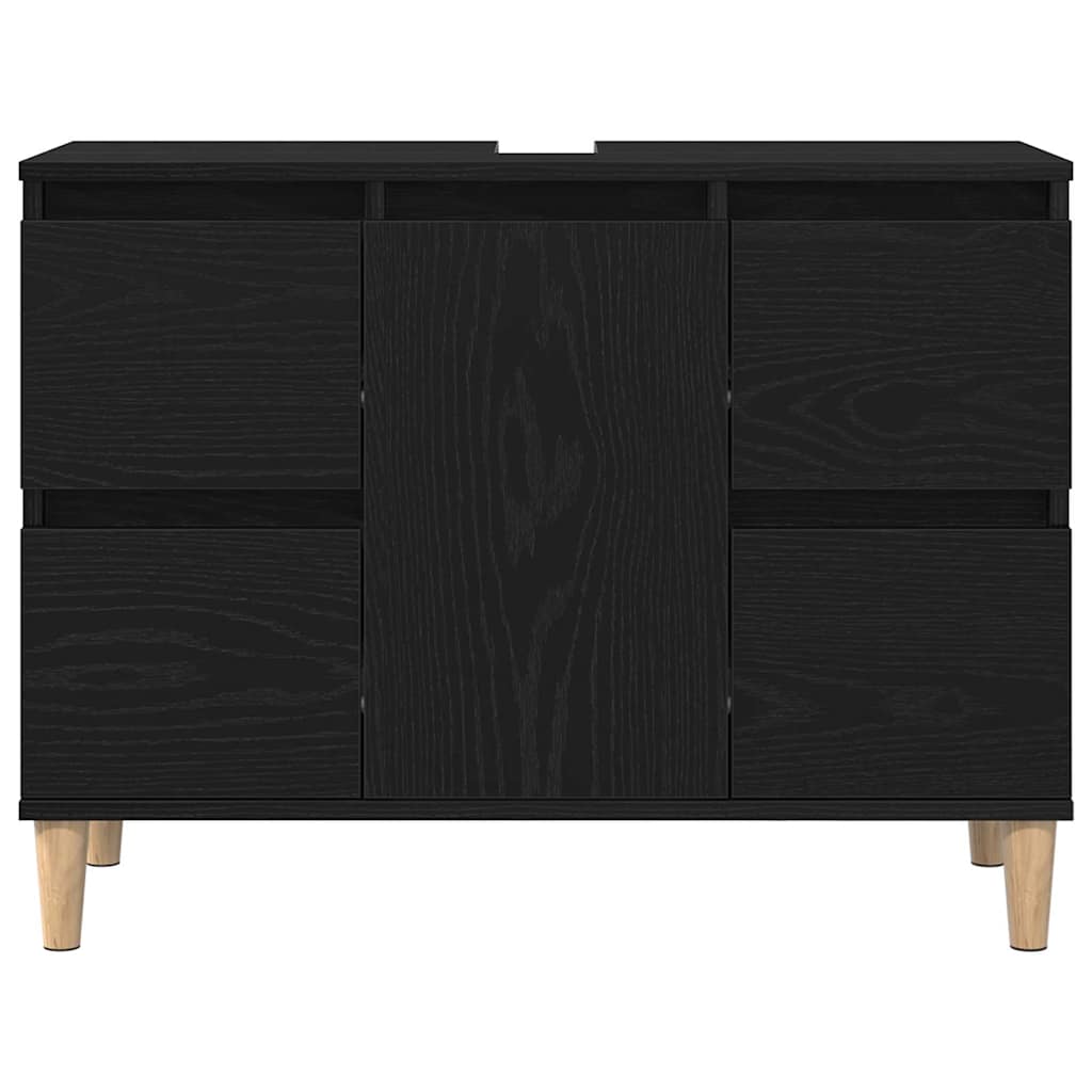 Badeværelsesmøbel Sæt Med Skuffe 3 Pcs Sort 30 X 30 X 180 Cm - Billede 10
