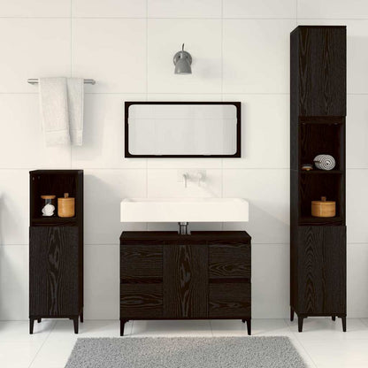 Badeværelsesmøbel Sæt Med Skuffe 3 Pcs Sort 30 X 30 X 180 Cm - Billede 4