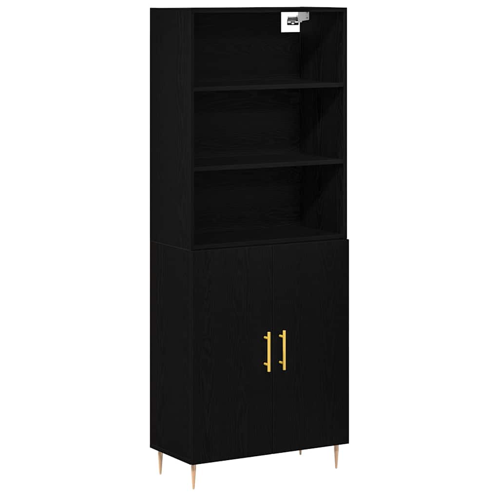 Highboard 2 Pcs Sort Eg 70 X 34 X 180 Cm Konstrueret Træ - Billede 2