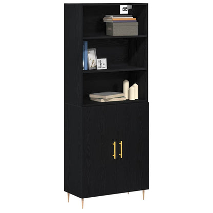 Highboard 2 Pcs Sort Eg 70 X 34 X 180 Cm Konstrueret Træ - Billede 3