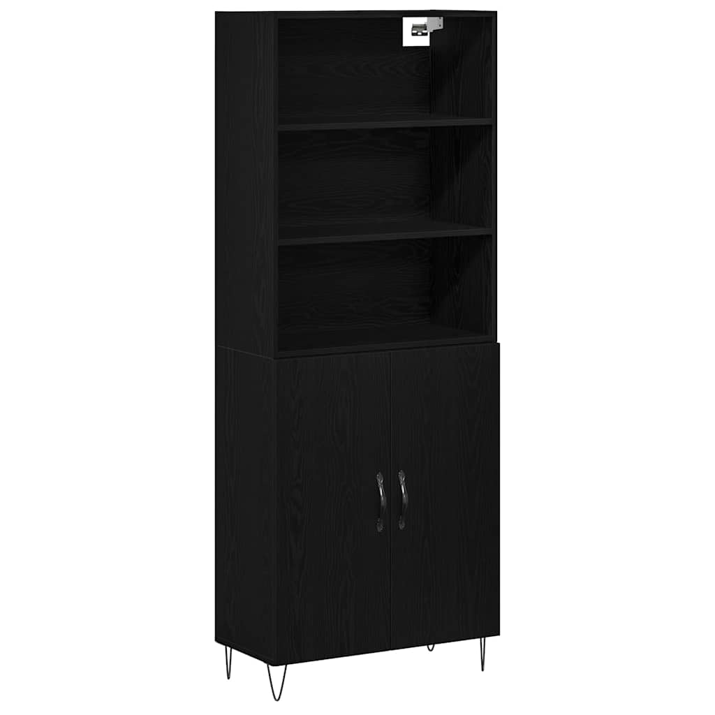 Highboard 2 Pcs Sort Eg 70 X 34 X 180 Cm Konstrueret Træ - Hovedbillede