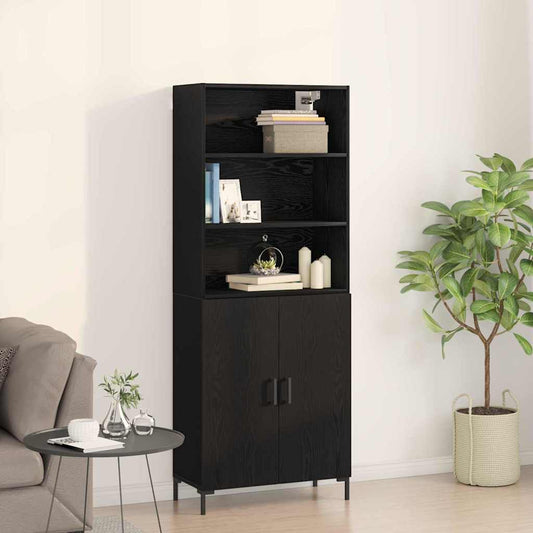 Highboard 2 Pcs Sort Eg 70 X 34 X 180 Cm Konstrueret Træ - Hovedbillede