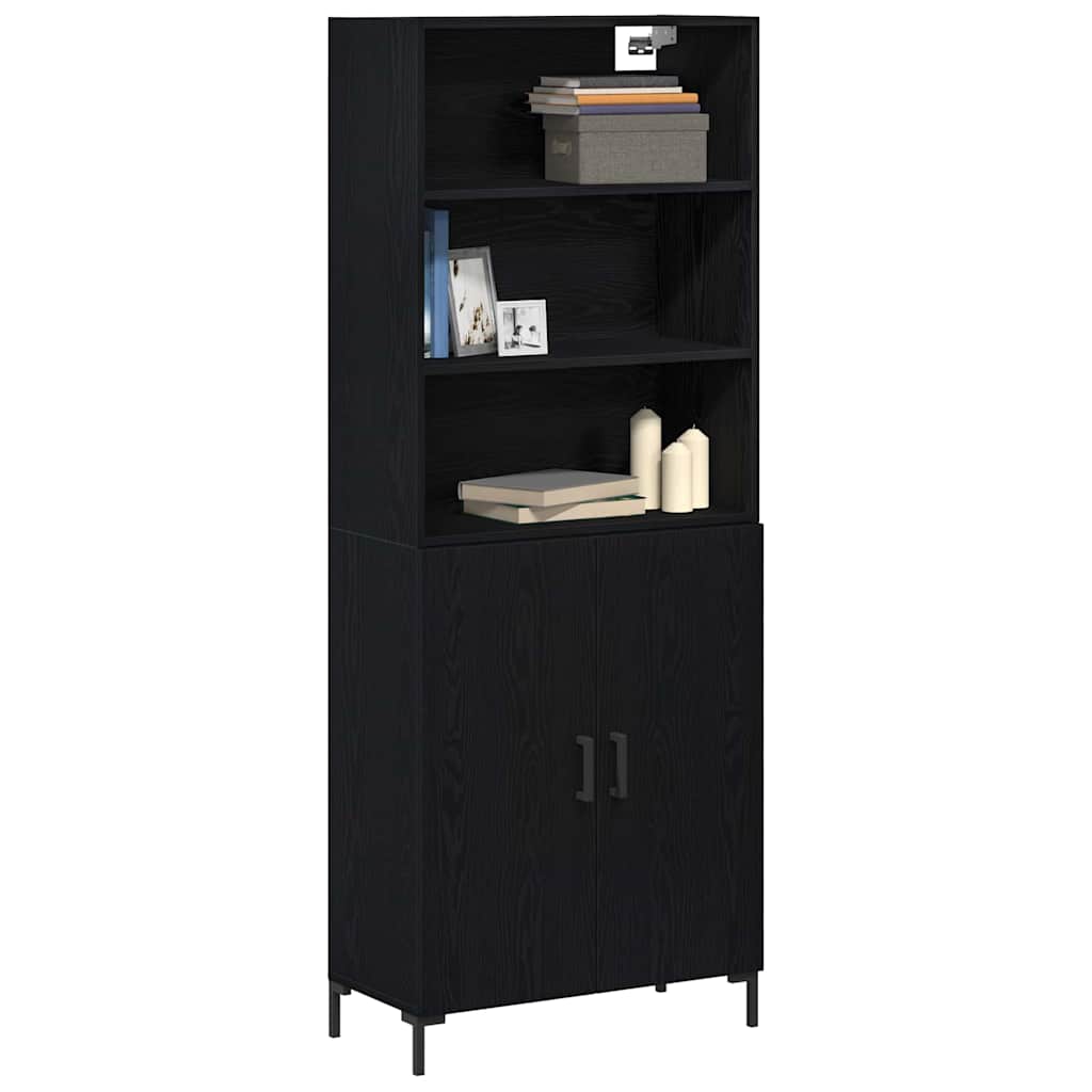 Highboard 2 Pcs Sort Eg 70 X 34 X 180 Cm Konstrueret Træ - Billede 3