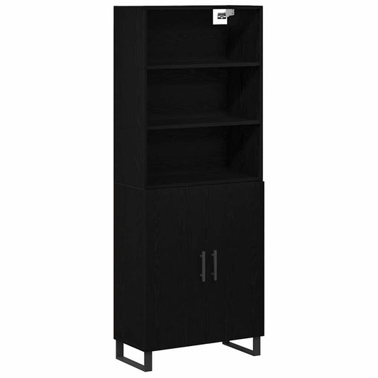 Highboard 2 Pcs Sort Eg 70 X 34 X 180 Cm Konstrueret Træ - Hovedbillede
