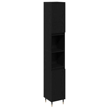 Badeværelsesmøbel-sæt Med Skuffe 3 Pcs Sort Eg 30 X 30 X 190 Cm - Billede 5