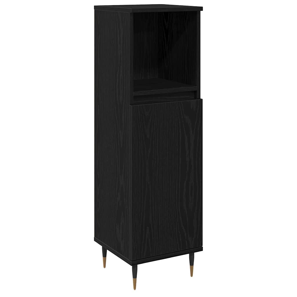 Badeværelsesmøbel-sæt Med Skuffe 3 Pcs Sort Eg 30 X 30 X 190 Cm - Billede 6