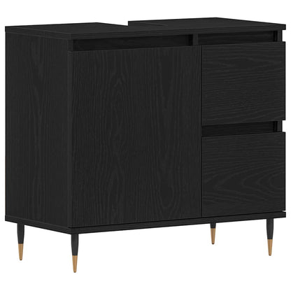 Badeværelsesmøbel-sæt Med Skuffe 3 Pcs Sort Eg 30 X 30 X 190 Cm - Billede 7