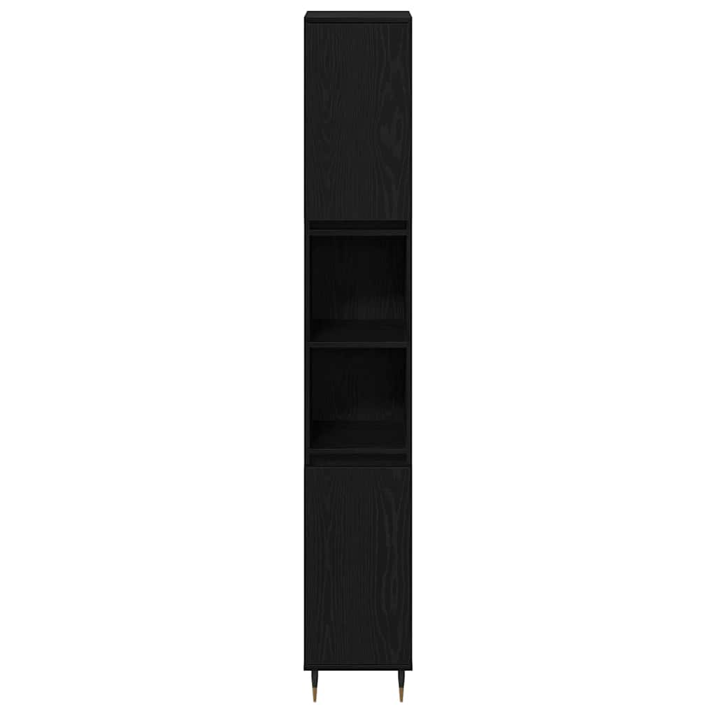 Badeværelsesmøbel-sæt Med Skuffe 3 Pcs Sort Eg 30 X 30 X 190 Cm - Billede 8