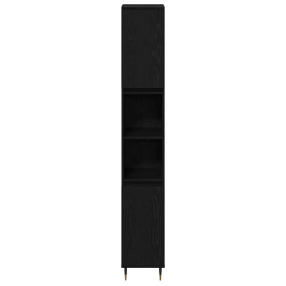 Badeværelsesmøbel-sæt Med Skuffe 3 Pcs Sort Eg 30 X 30 X 190 Cm - Billede 8