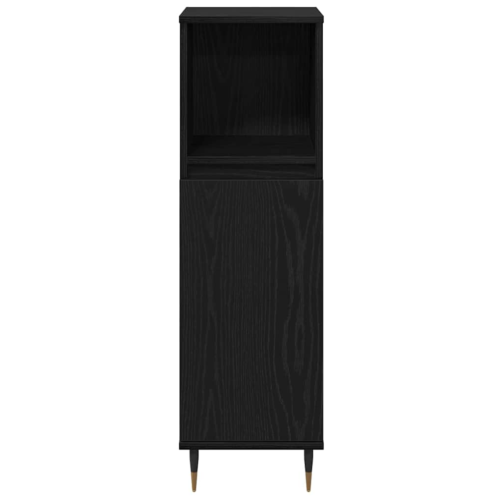Badeværelsesmøbel-sæt Med Skuffe 3 Pcs Sort Eg 30 X 30 X 190 Cm - Billede 9