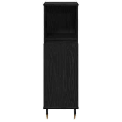 Badeværelsesmøbel-sæt Med Skuffe 3 Pcs Sort Eg 30 X 30 X 190 Cm - Billede 9