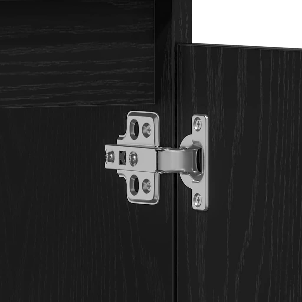 Badeværelsessæt 3 Pcs Sort Eg 30 X 30 X 190 Cm Konstrueret Træ - Billede 12