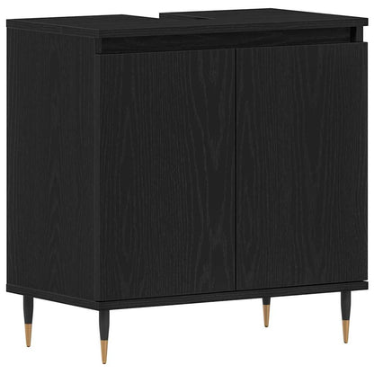 Badeværelsesmøbel Sæt Med Dør 3 Pcs Sort Eg 30 X 30 X 190 Cm - Billede 7