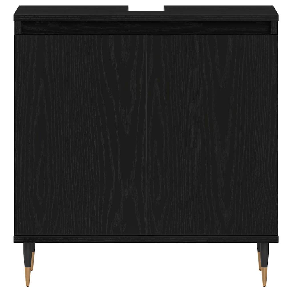 Badeværelsesmøbel Sæt Med Dør 3 Pcs Sort Eg 30 X 30 X 190 Cm - Billede 10