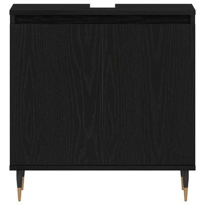 Badeværelsesmøbel Sæt Med Dør 3 Pcs Sort Eg 30 X 30 X 190 Cm - Billede 10