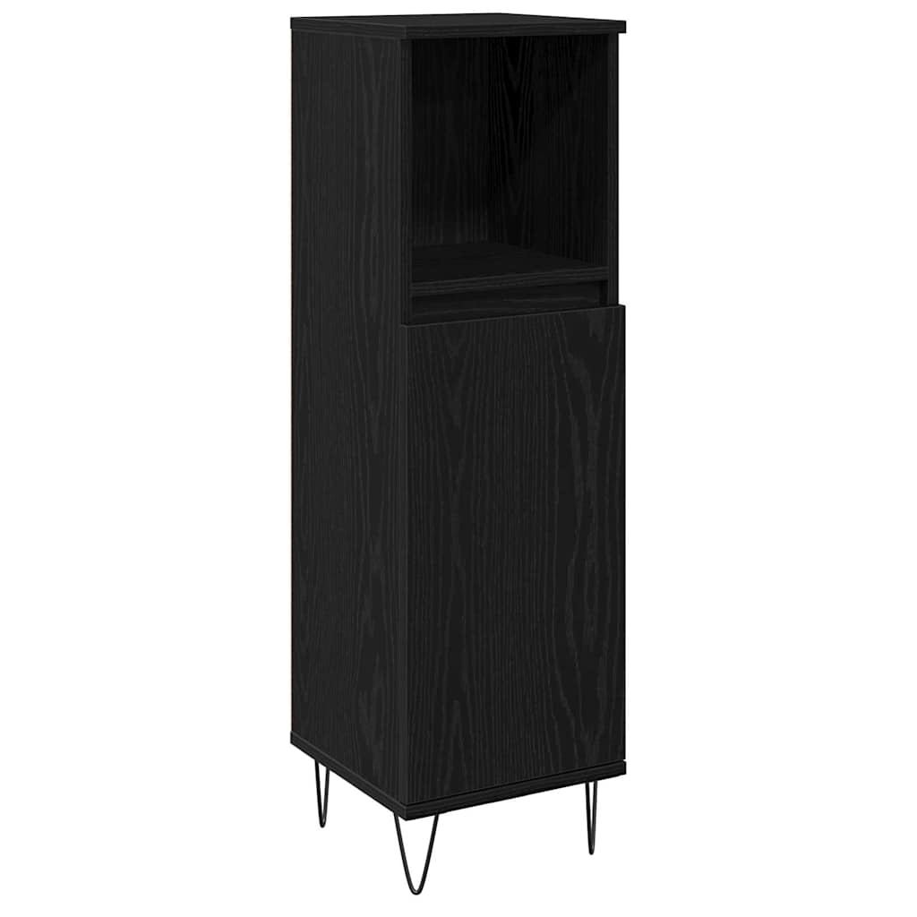 Badeværelsesmøbel Sæt Med Dør 3 Pcs Sort Eg 30 X 30 X 190 Cm - Billede 6