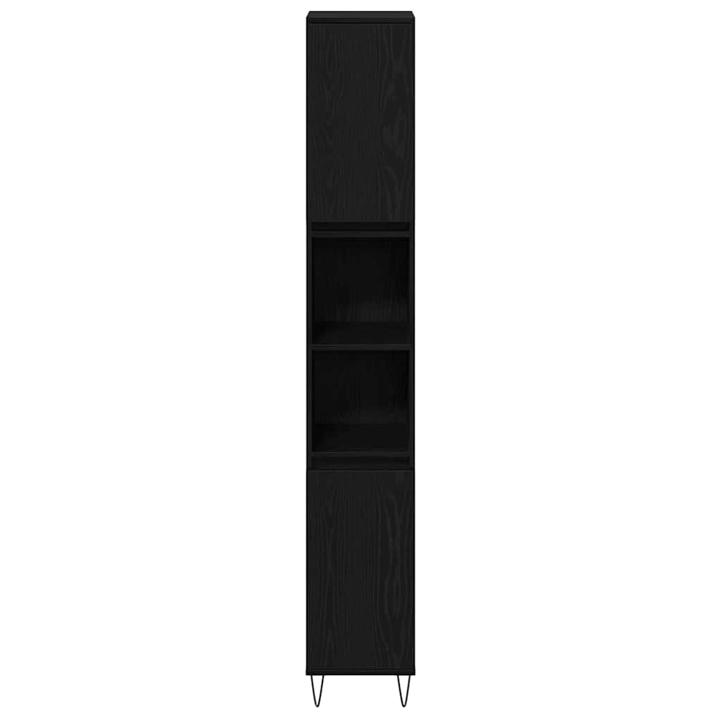 Badeværelsesmøbel Sæt Med Dør 3 Pcs Sort Eg 30 X 30 X 190 Cm - Billede 8