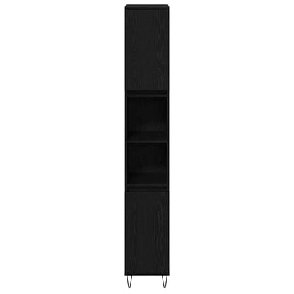 Badeværelsesmøbel Sæt Med Dør 3 Pcs Sort Eg 30 X 30 X 190 Cm - Billede 8