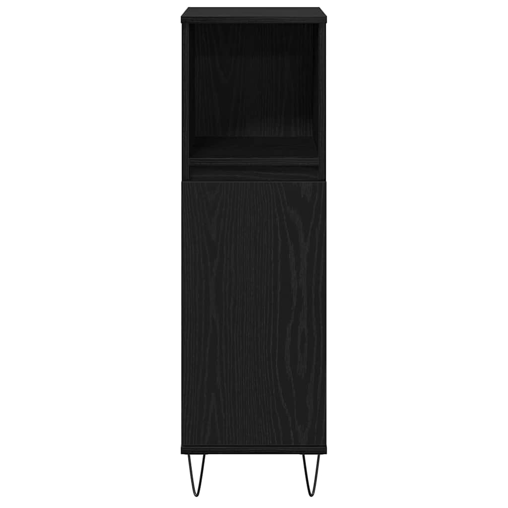 Badeværelsesmøbel Sæt Med Dør 3 Pcs Sort Eg 30 X 30 X 190 Cm - Billede 9