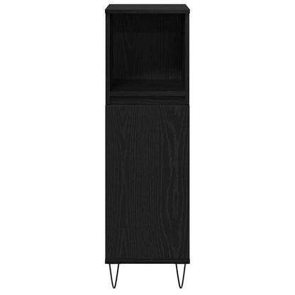 Badeværelsesmøbel Sæt Med Dør 3 Pcs Sort Eg 30 X 30 X 190 Cm - Billede 9