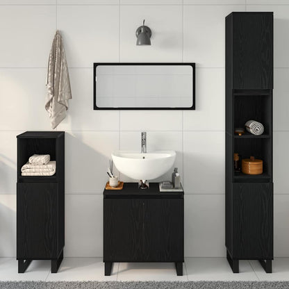 Badeværelsesmøbel Sæt Med Dør 3 Pcs Sort 30 X 30 X 190 Cm - Billede 4