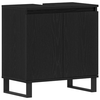 Badeværelsesmøbel Sæt Med Dør 3 Pcs Sort 30 X 30 X 190 Cm - Billede 7