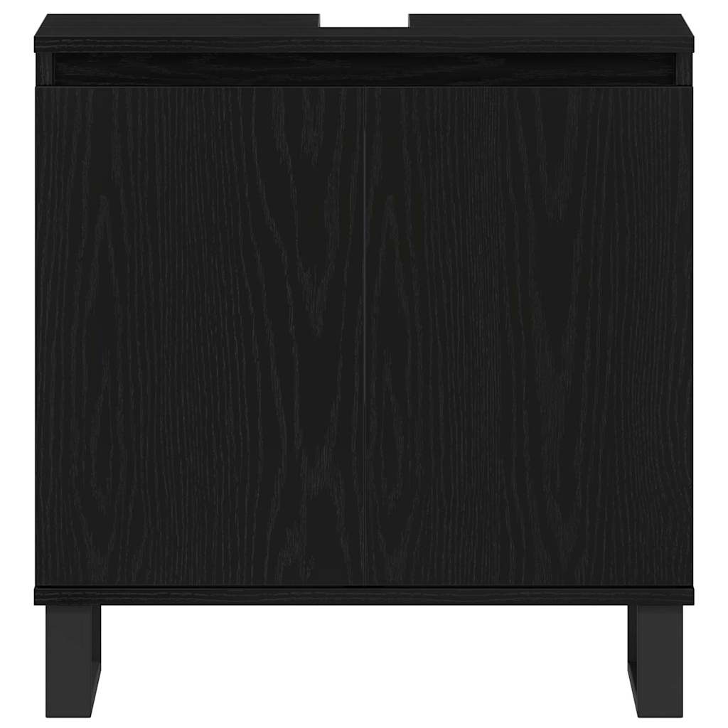 Badeværelsesmøbel Sæt Med Dør 3 Pcs Sort 30 X 30 X 190 Cm - Billede 10