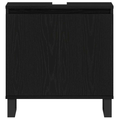 Badeværelsesmøbel Sæt Med Dør 3 Pcs Sort 30 X 30 X 190 Cm - Billede 10