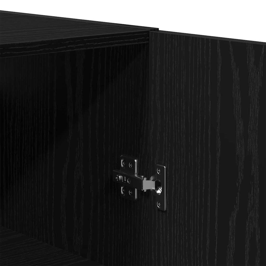 Vægskab 2 Pcs Sort Eg 69.5 X 34 X 90 Cm Konstrueret Træ - Billede 10