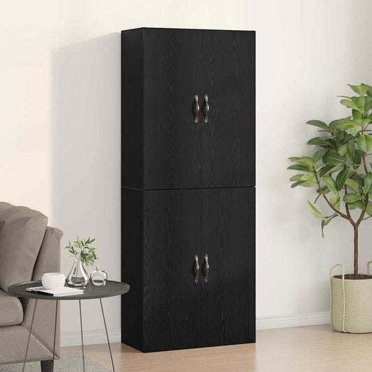 Vægskab 2 Pcs Sort Eg 69.5 X 34 X 90 Cm Konstrueret Træ - Hovedbillede