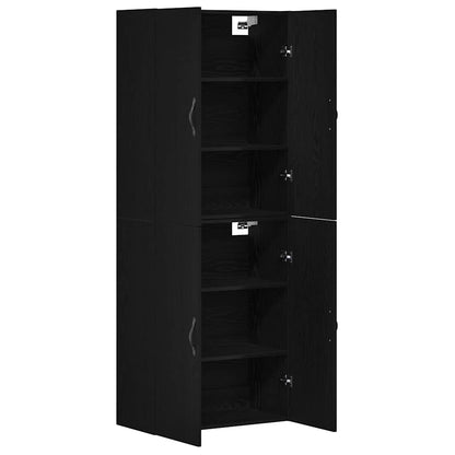 Vægskab 2 Pcs Sort Eg 69.5 X 34 X 90 Cm Konstrueret Træ - Billede 5