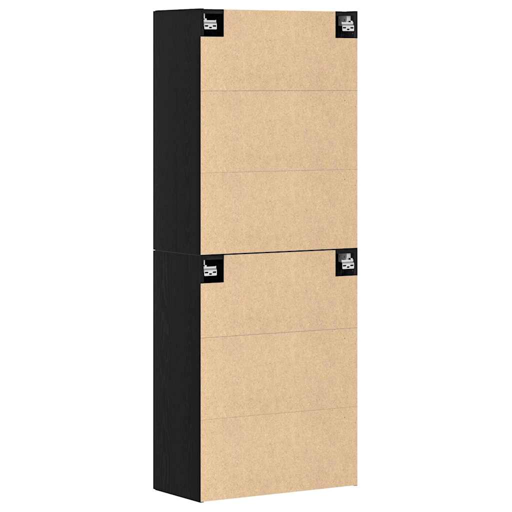 Vægskab 2 Pcs Sort Eg 69.5 X 34 X 90 Cm Konstrueret Træ - Billede 8