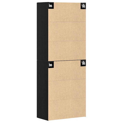 Vægskab 2 Pcs Sort Eg 69.5 X 34 X 90 Cm Konstrueret Træ - Billede 8