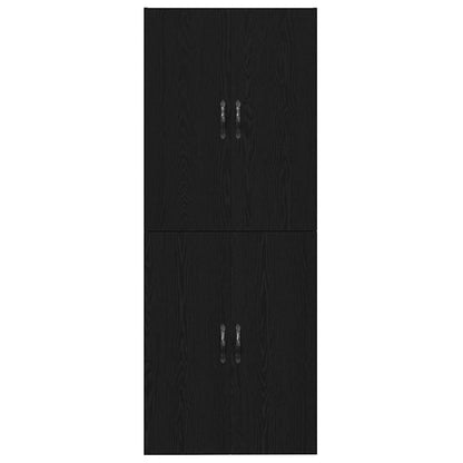 Vægskab 2 Pcs Sort Eg 69.5 X 34 X 90 Cm Konstrueret Træ - Billede 6